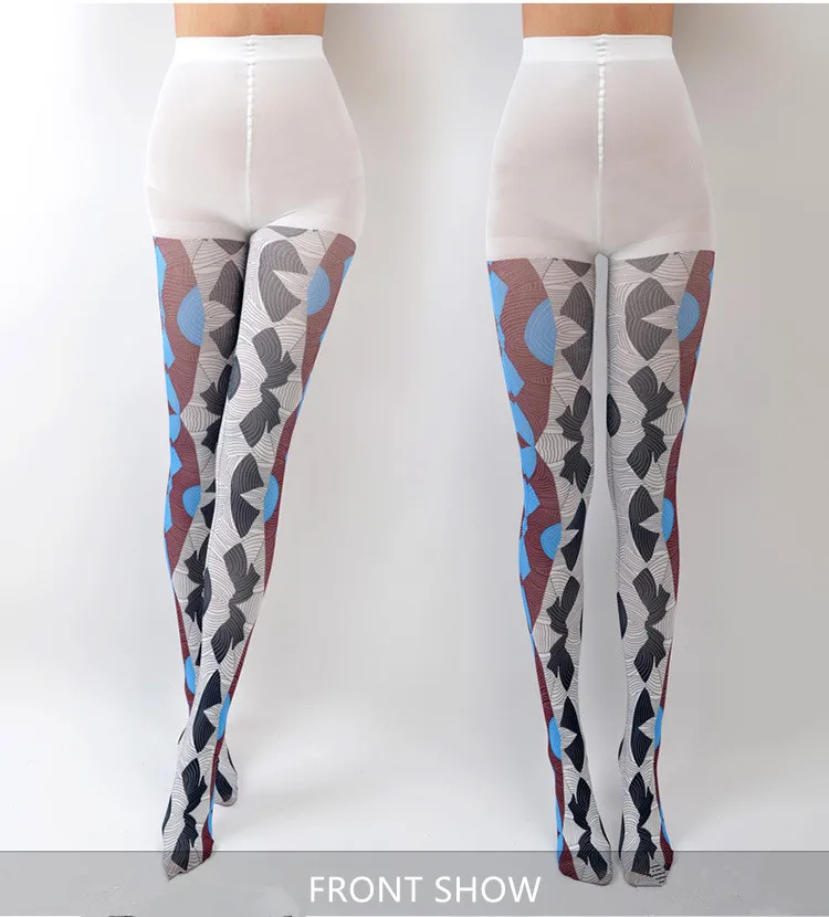 Socksmate Fashion leggings tight pants party workout printed pattern line latex shapewear pantyhose tube nylon waist stockings