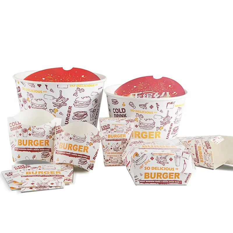 Wholesale Disposable Take Away Food Boxes Fried Chicken Nuggets French Fries Carton Paper Food Packaging Box
