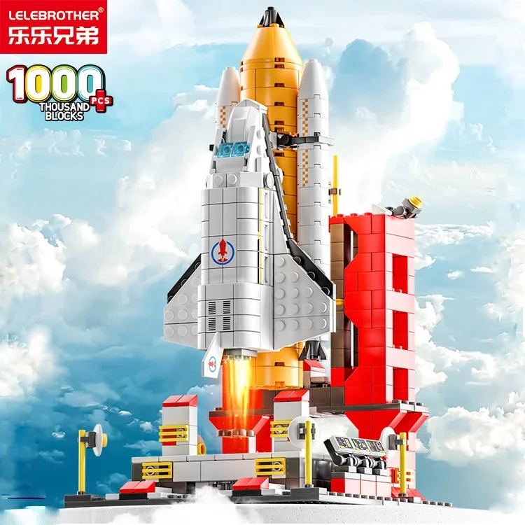 LELE BROTHER 1000PCS Space Shuttle Building Blocks Rocket Model Construction DIY Toy Bag Packing