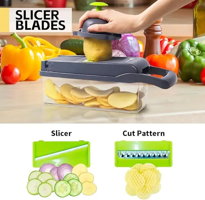 kitchen multi 14 In 1 manual fruit vegetable cutter potatoes peeler onion dicer veggie slicer vegetable chopper