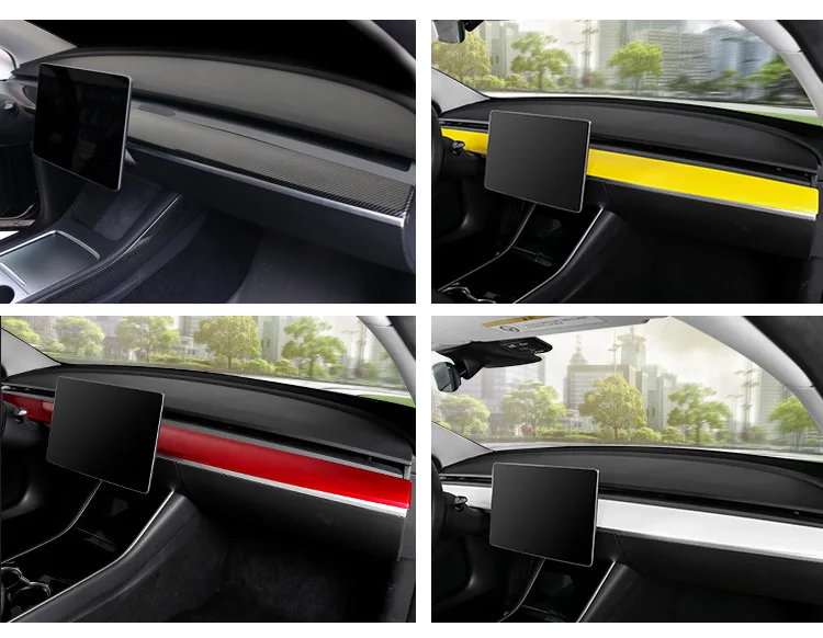 Fit For 2021 Model 3 Y Carbon Fiber Central Control Dashboard Decoration Sticker Instrument Panel Trim Cover For Model 3 Y