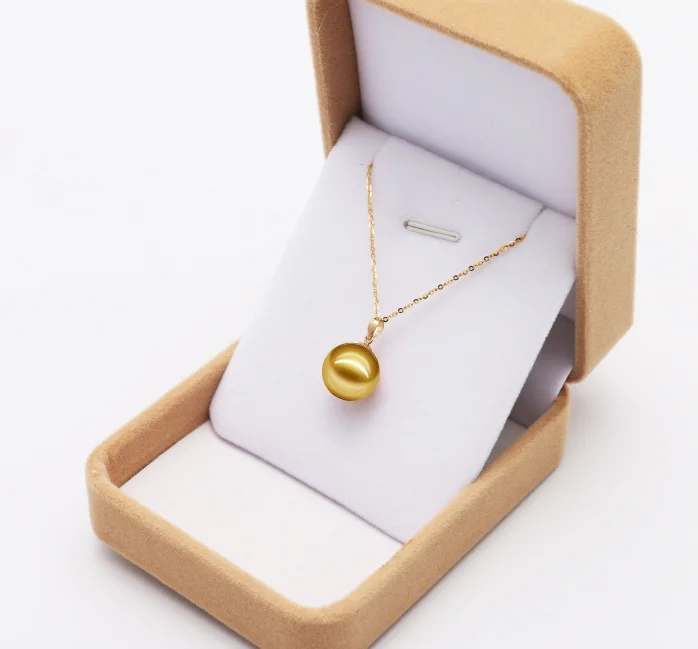 
10-11mm AAA grade 18K gold natural yellow golden south sea pearl pendant gold pearl jewelry 