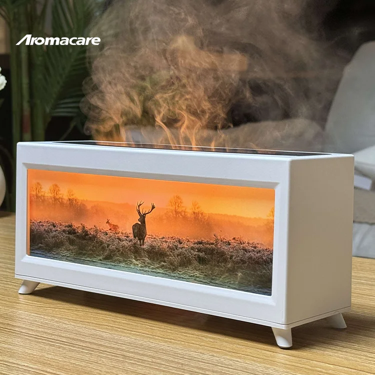 Aromacare 200Ml Portable Air Essential Oil Multicolor Flame Effect Aromatherapy Fireplace Humidifier