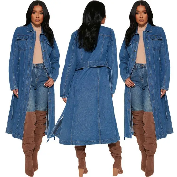 BR3593 2023 women Winter New Fashion loose denim cloak (with belt)