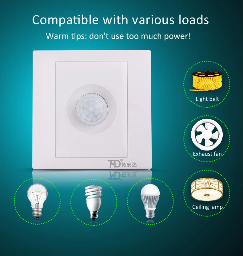 
DC24V Wall Mounted Human Body PIR Switch Sensor, Infrared Switch Motion Sensor LED Dimmer 