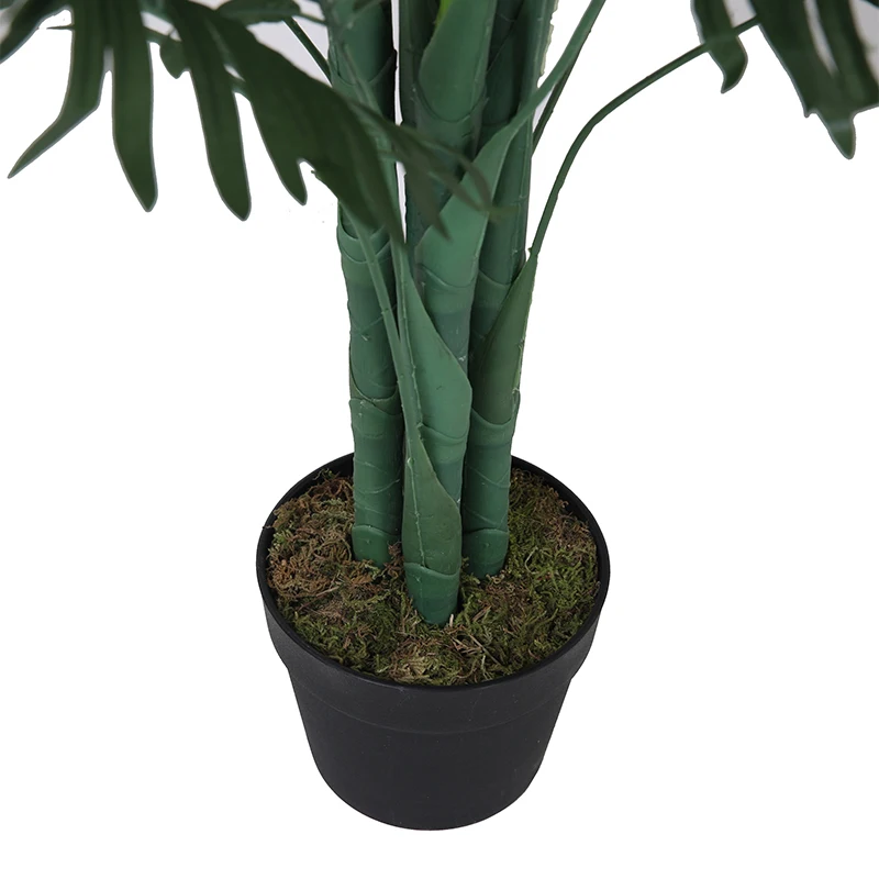 Amazon hot selling 130cm balcony polyester leaves artificial palm tree in pot