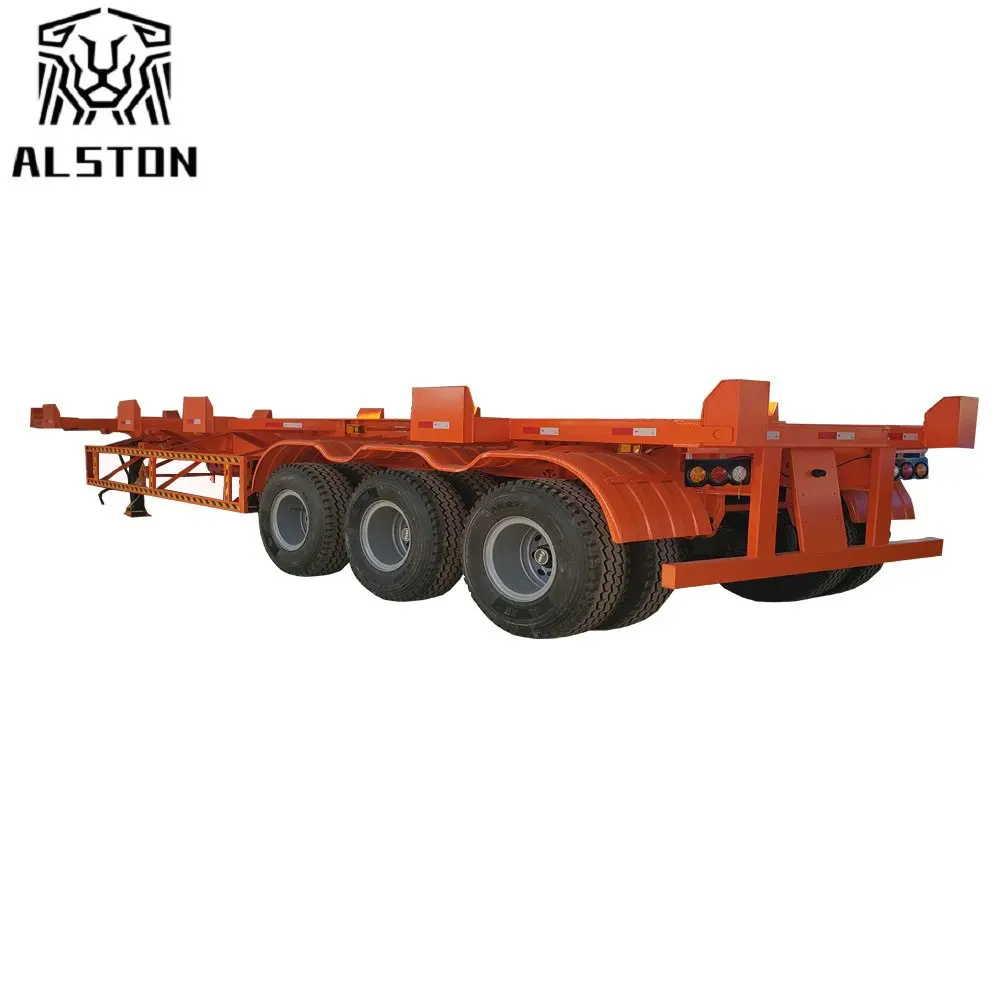 
Best Selling 3 Axles 40 feet 20ft 40ft Shipping Container Trailer Flatbed Platform Skeleton Chassis Semi Trucks with Tractors 