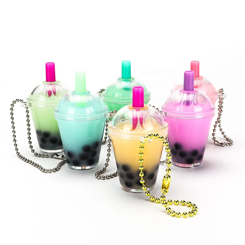 Amazon hottest selling boba milk tea coffee bottle liquid keychain