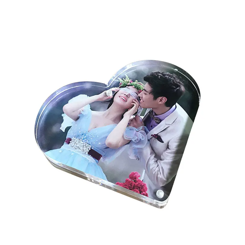 Custom logo Heart Acrylic Block Cube clear Acrylic Heart Block Photo Frame