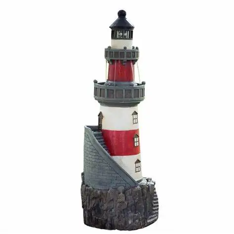 Customized  Red Solar Lighthouse by Fox River Creations