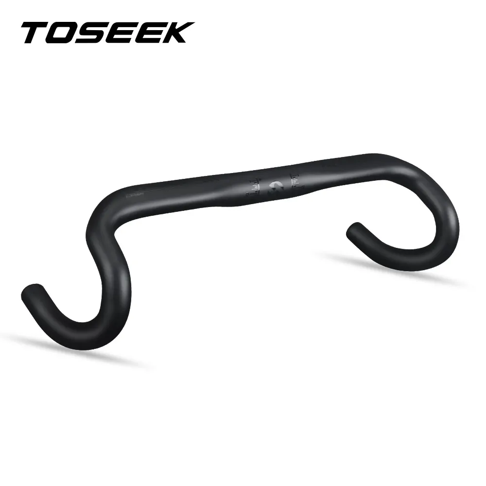 TOSEEK Road Bicycle Carbon Handlebar Reduce Resistance Bent Bar Strengthen Bike Parts 400/420/440mm External Routing Black Matte