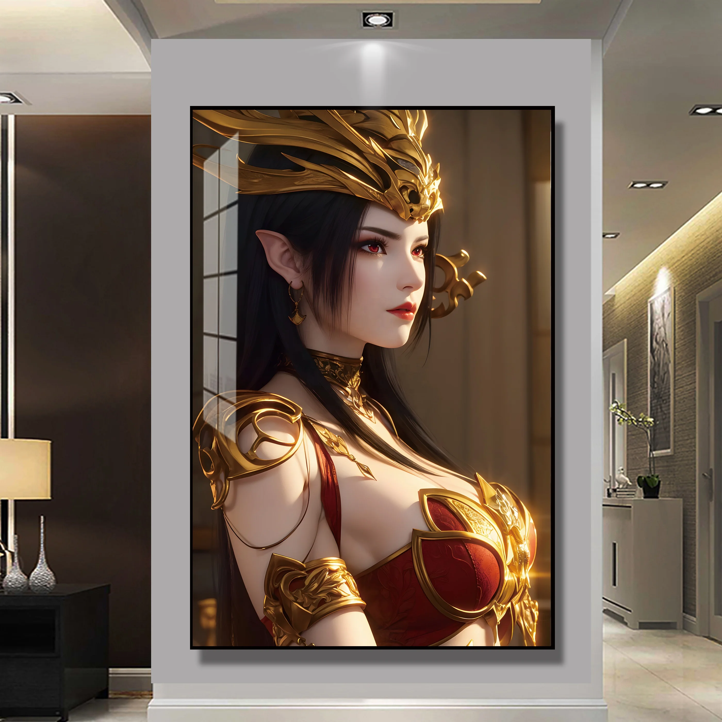 Anime Decorative Picture Queen Medusa Crystal Porcelain Painting for Personal Individual Bedroom Decoration