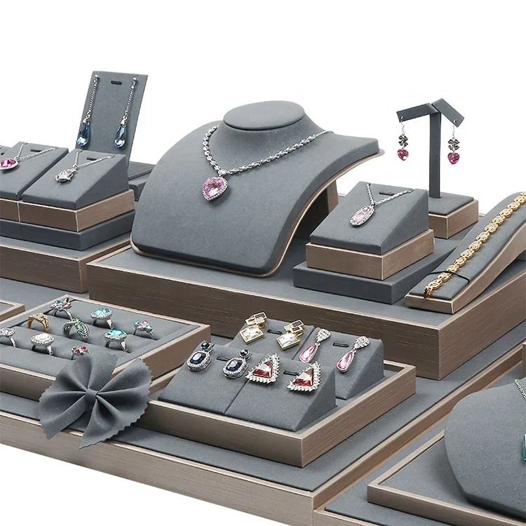 Factory direct sale white jewelry tray humanized custom necklace display props luxury ring gray velvet tray