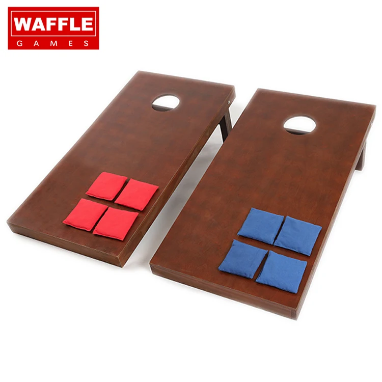 WAFFLE GAMES Premium ACL ACO Standard Official Size Stained Wooden cornhole game bean bag toss