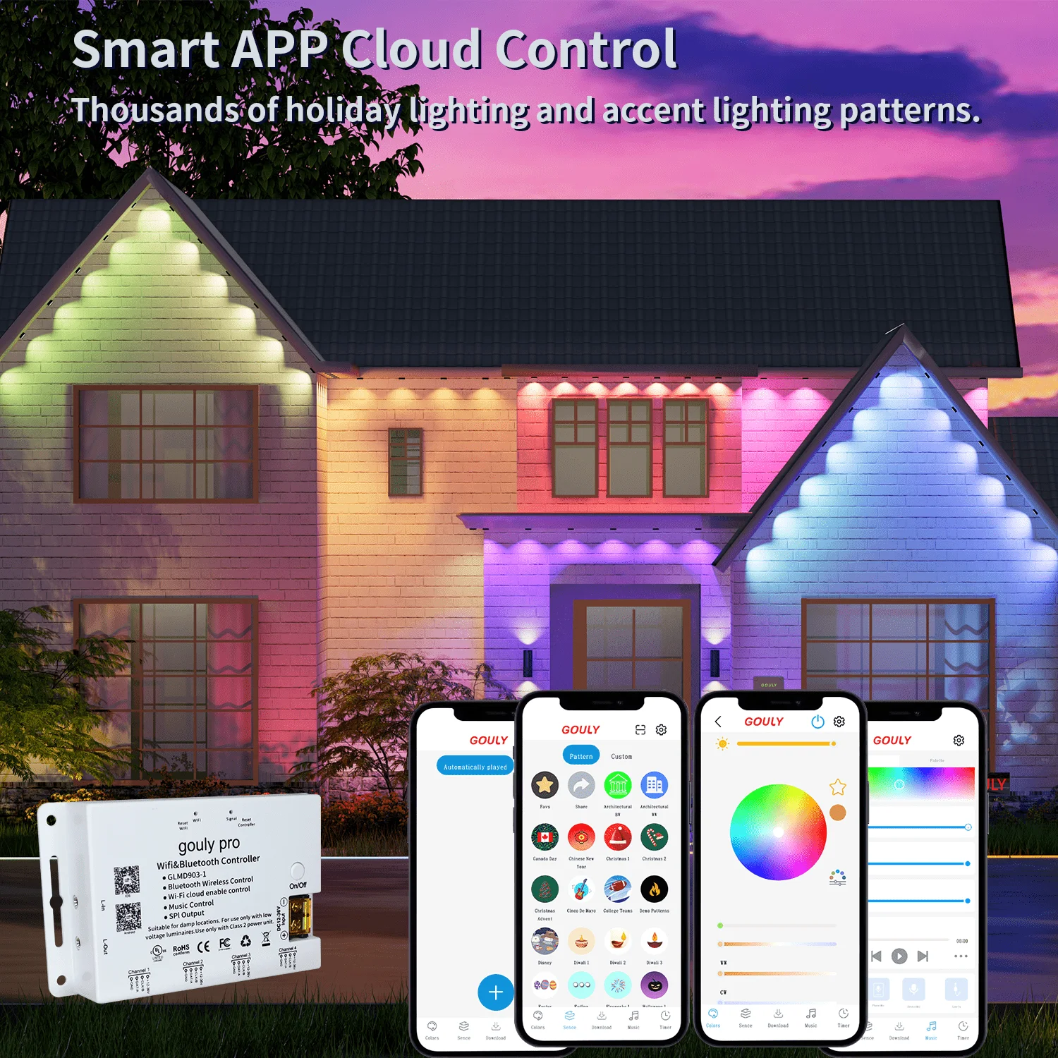 Gouly карнизы украшения перманентное рождественское освещение dc36v 1 6 w ip68 Водонепроницаемый rgbw Перманентный уличный свет