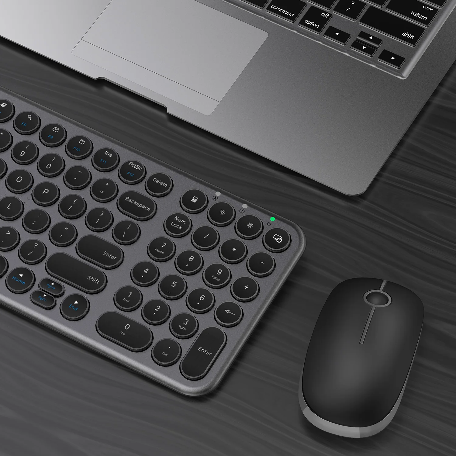 Slim Ergonomic Keyboard Mouse with Round Keys for Windows Laptop PC Notebook Wireless Keyboard and Mouse Set