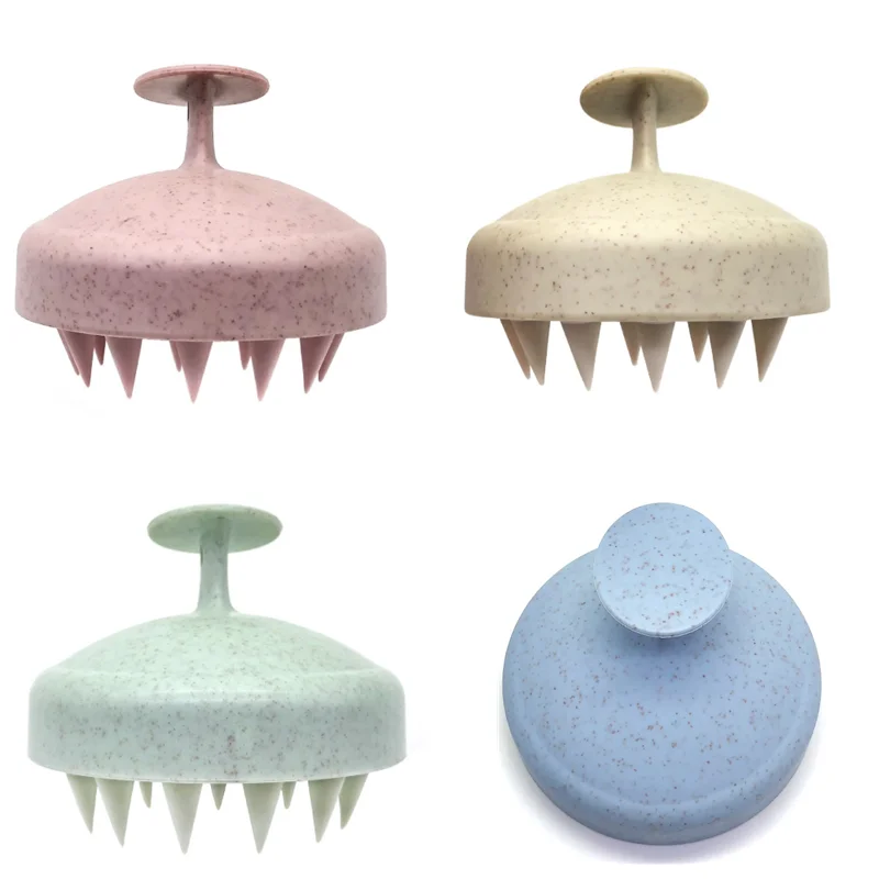 Wheat Straw Hair Scalp Massager Shampoo Brush with Silicone Bristles for Scalp Scrub and Hair Growth, Head Massager Scalp