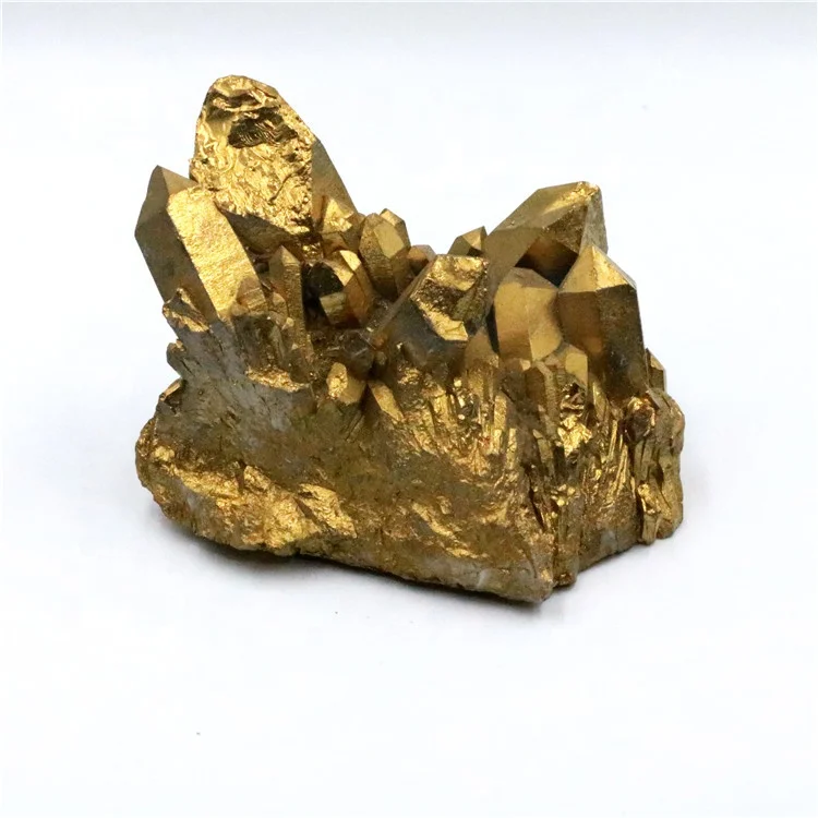 Gold titanium flame electroplating angel aura crystal cluster for decoration