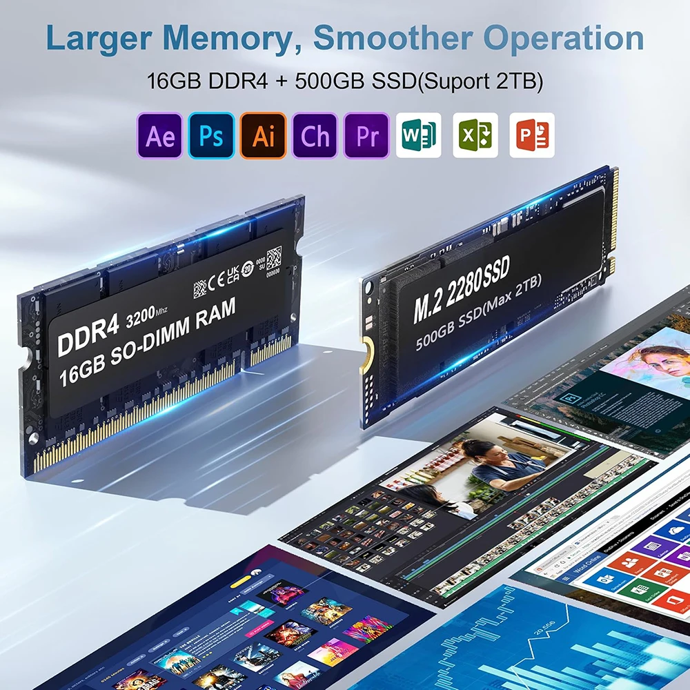 Мини-ПК Intel 12-го поколения Lake-N95 16 Гб DDR4 оперативной памяти 512 NVME SSD Win11 4K UHD тройной дисплей 2 5 г LAN USB-C 4 * USB 3 Gen порта
