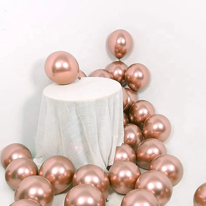 
New Light Luxury Metallic 12 Inch Ros Pink party balloon set Gold 2.8g Pop Balloon 