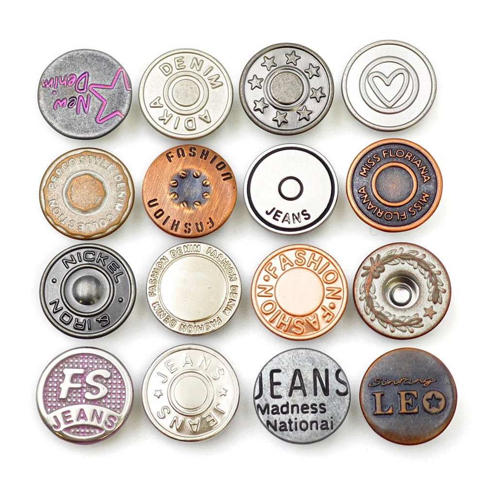 Custom logo Clothing Embossed Brass Metal Iron Botton Antique Copper Rivet Denim Jacket Stainless Steel Jeans Buttons and Rivets