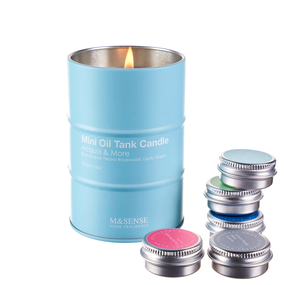 Custom 320g Mini Oil Tank Jar Organic Soy Luxury Fragrance Scented Candles