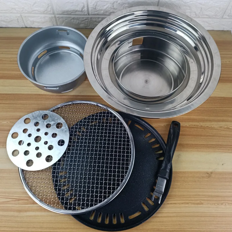 Korean charcoal grills outdoor commercial barbecue stove kitchen party charcoal bbq grill with tool set