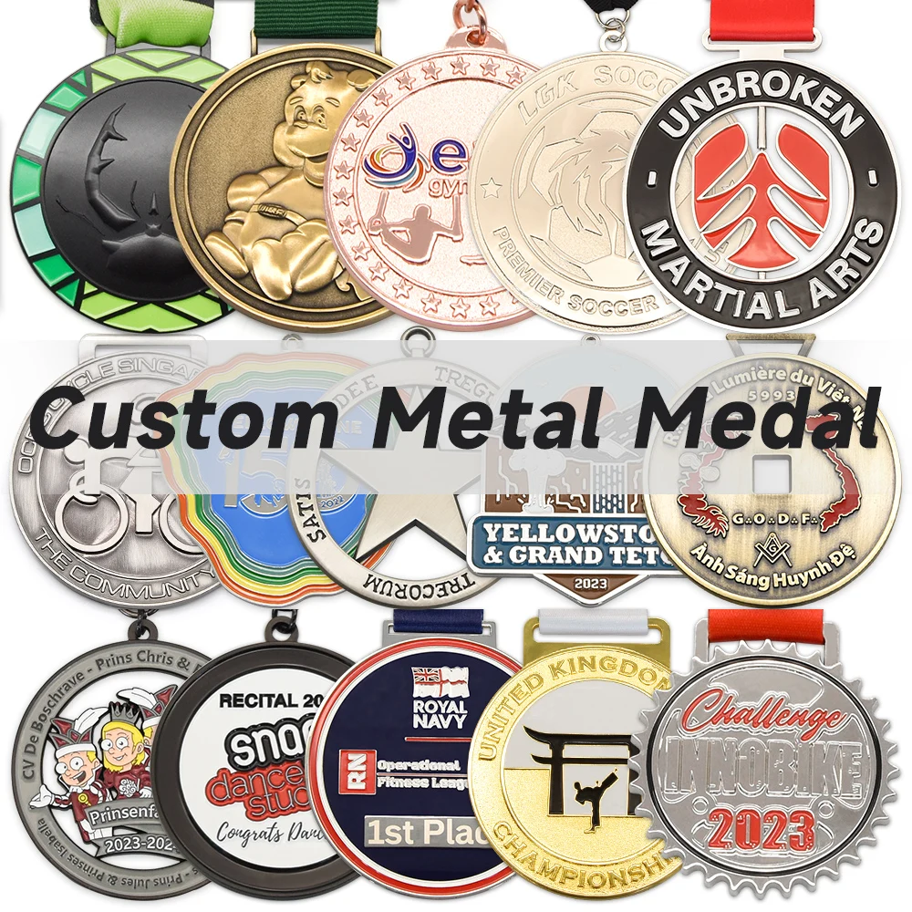 Manufacture Customised Design Sports Award Taekwondo Karate Metal Medals Marathon Finisher Football Medal With Ribbon