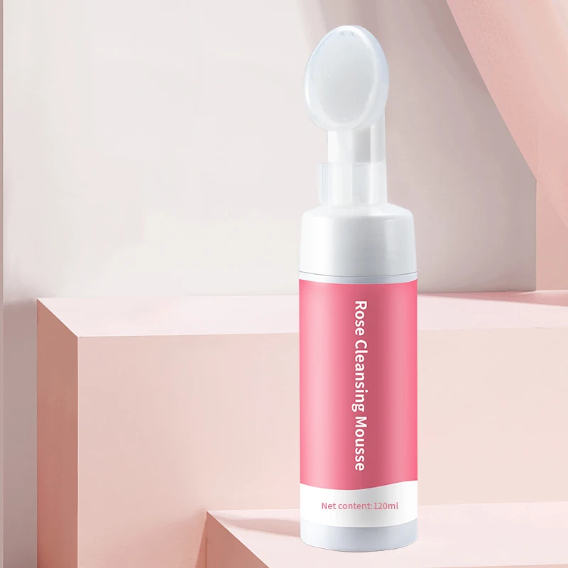Wholesale Private Label Daily Skin Peeling Cleansing Exfoliating Pore Deep Cleaning Rose Foaming Face Wash Facial Cleanser