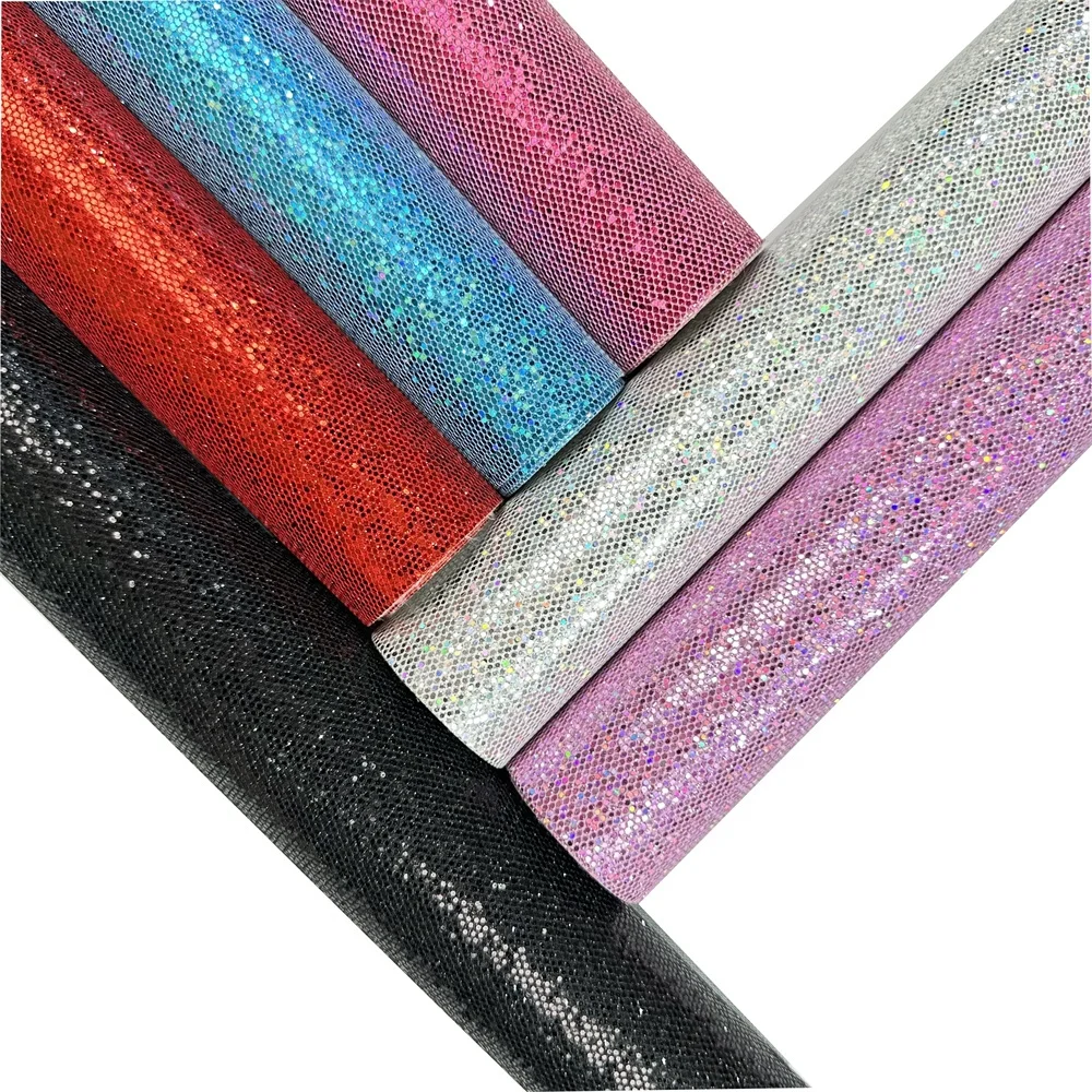 Sparkly Glitter Mesh Synthetic Fabric Faux Leather Mesh Net For Shoes DIY Bows Jewelry Crafts