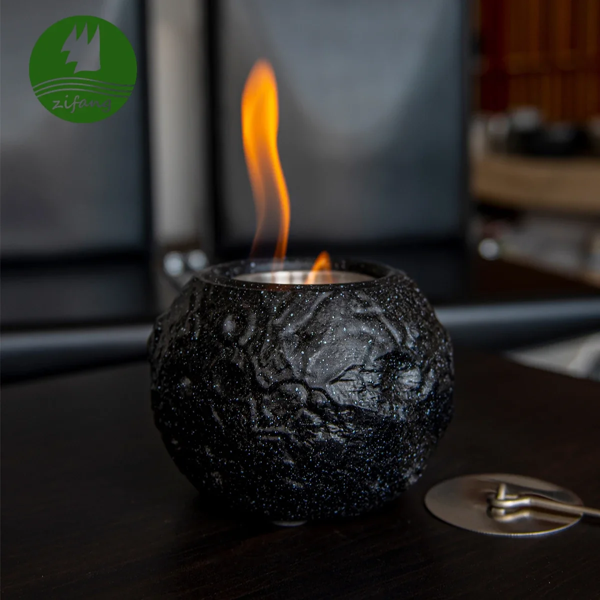 Hot-Selling New Design Lunar Concave-Convex Shaped Fire Pit Indoor Environmental Protection Independent Circular Fireplace