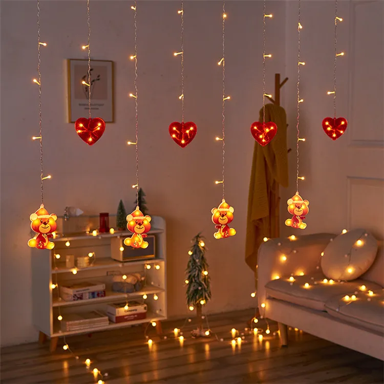 Новое поступление рождественские украшения Любовь Сердце Медведь многоцветный светодиодный подсвеченный Хэллоуин подвесные занавески