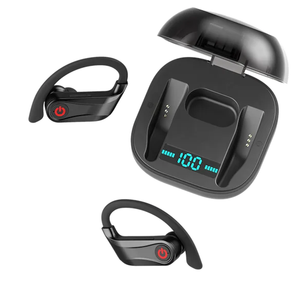 2020 trend custom logo headphones wireless noise cancelling earbuds digital display earhook  sports tws earphone headphone