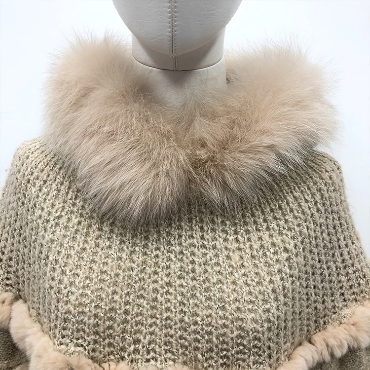 Популярные высококачественные теплые шали из натурального кроличьего меха и лисьего меха для женщин на зиму