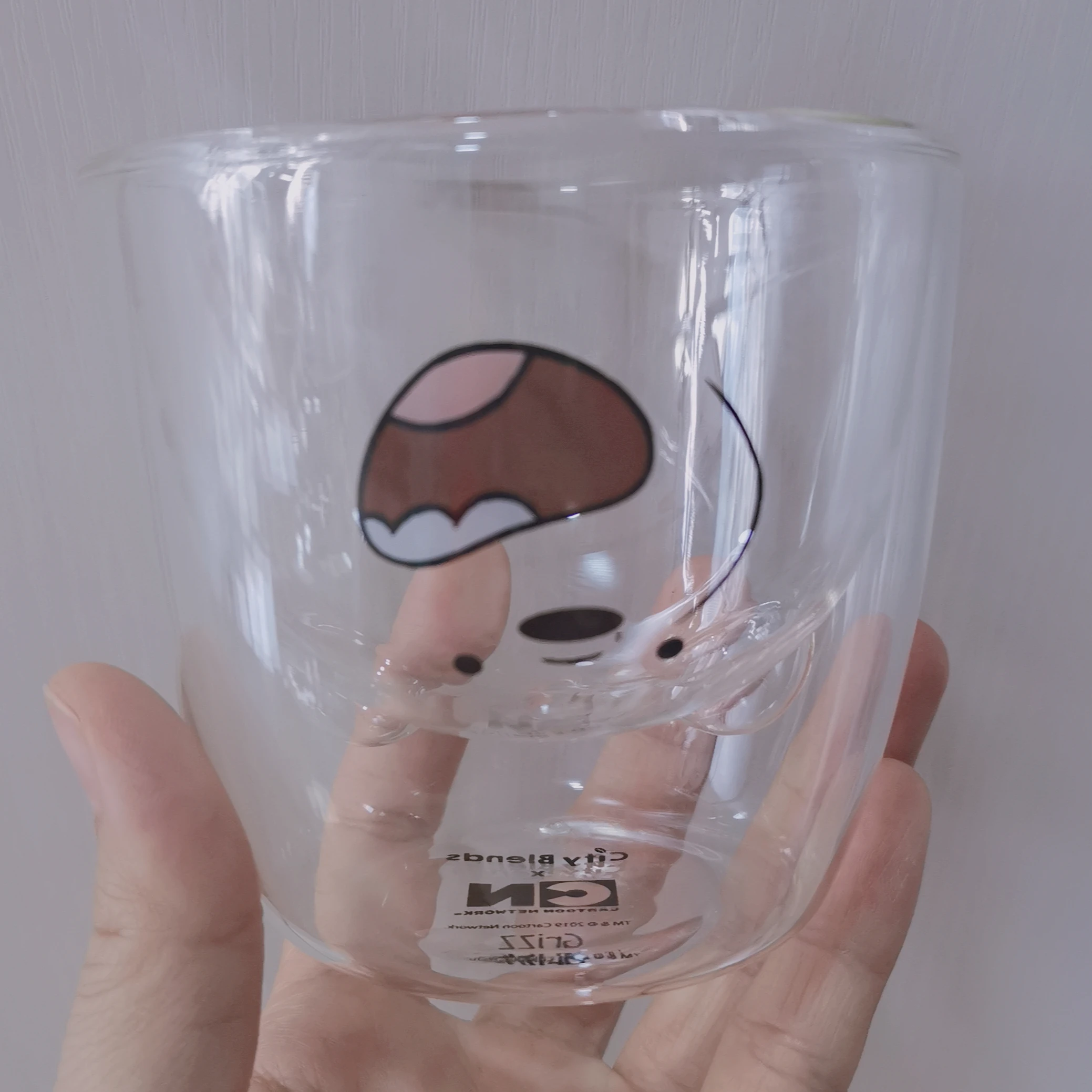 200ml beautiful cute bear smile double glass coffee mugs