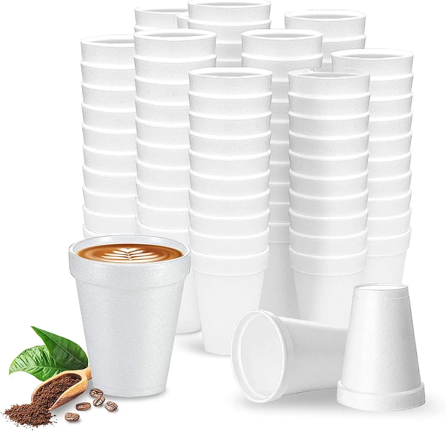 Wholesale Custom Logo Disposable Foam Cups Takeaway Cold Drinks To-Go White Styrofoam cups
