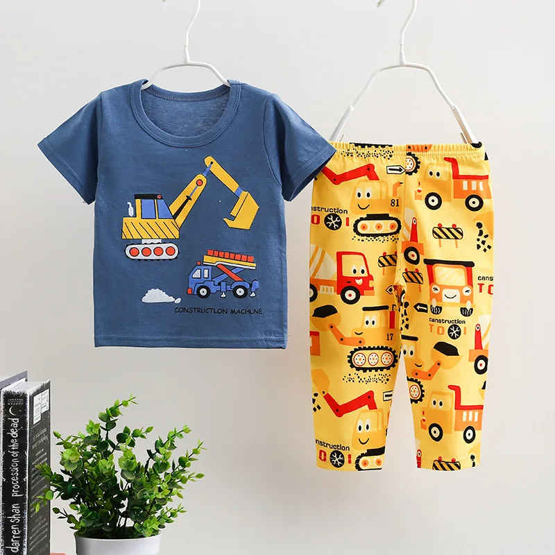 Thin home wear set short sleeve trousers combination CuHK children underwear set cross-border baby clothing customization
