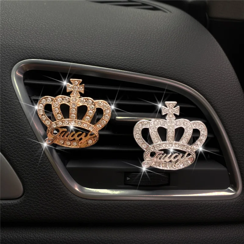 Refillable Vent Clip Car Air Freshener Perfume Diffuser Luxury Bling Crown Air Freshener Fragrance Aromatherapy Car Accessories