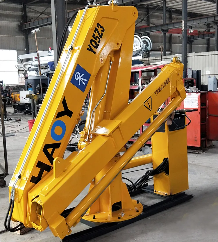 5 tons folding boom hydraulic crane Remote Control Marine Hydraulic Crane