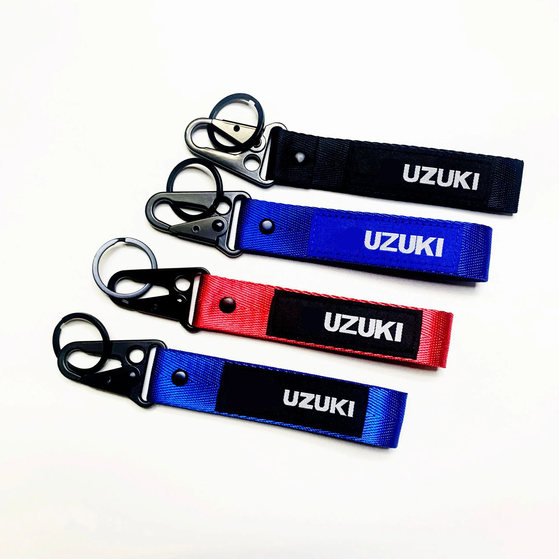 Customized Woven Embroidered Motorcycle Eagle Hook Key Lanyard Sublimation Printed Short Wrist Keychain Lanyard