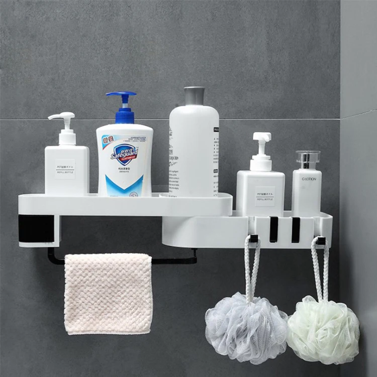 Multifunctional Plastic Kitchen Organizer Wall Holders Bathroom Storage Rack For Shampoo And Shower Gel