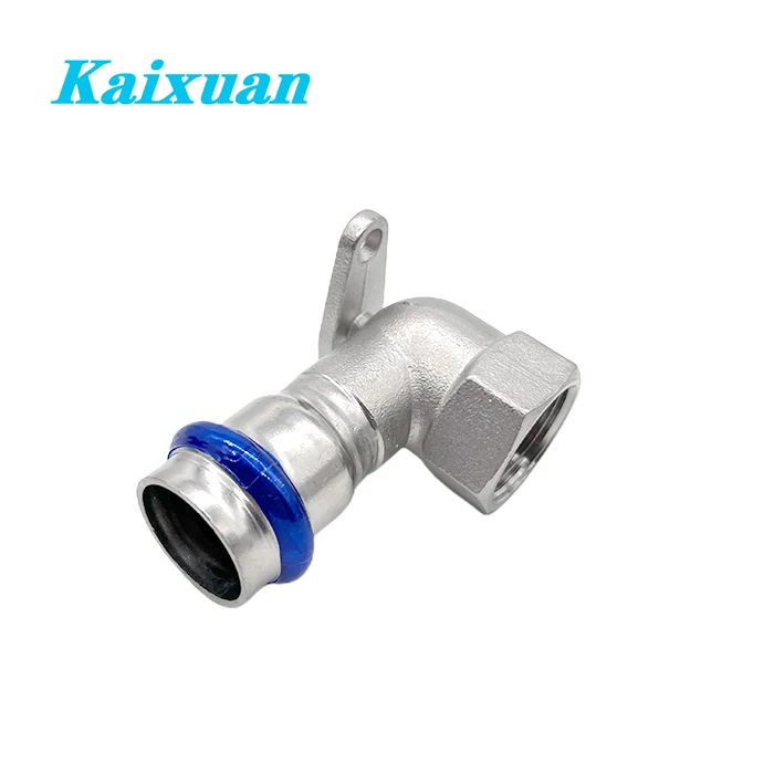Factory Direct Sales & Free Sample stainless steel 304 press pipe fittings 90 degree short female elbow with wall plate Inox