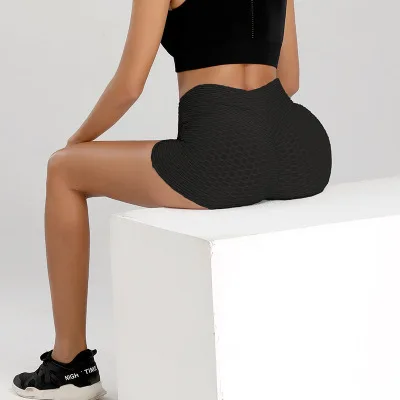 Женские байкерские шорты с высокой талией для занятий йогой и подтяжки ягодиц, леггинсы, повседневные облегающие шорты со складками, брюки