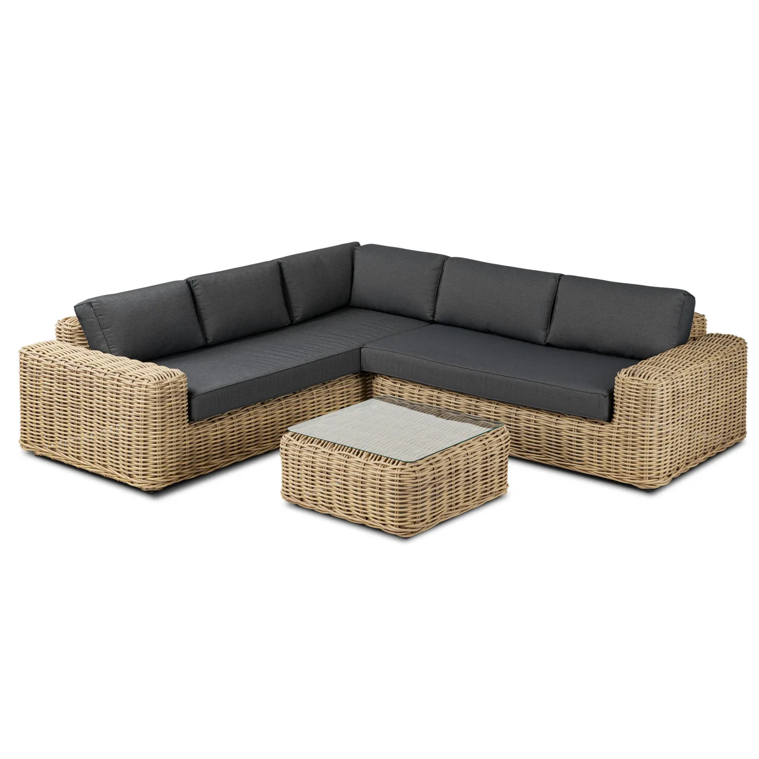 Luxury Modern Waterproof Aluminium Frame L-Shape Sofa Patio Rattan Furniture Outdoor Wicker Sectional Sets Garden Lounge Sofa