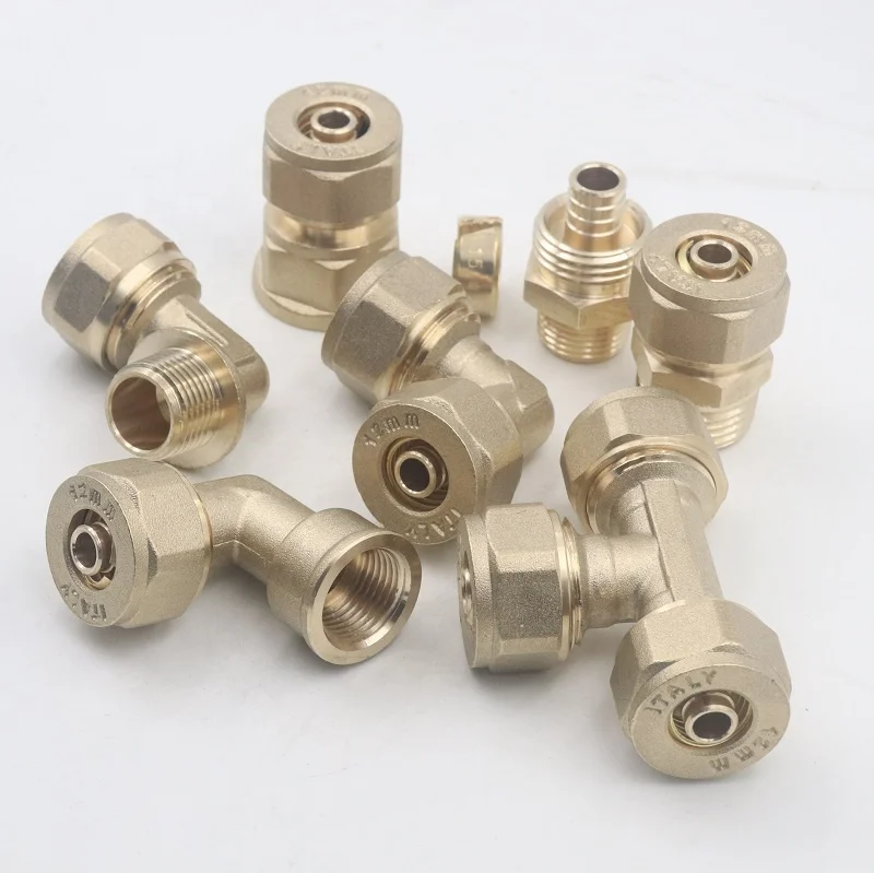 16mm brass female thread compression tee pex pipe coupling fittings