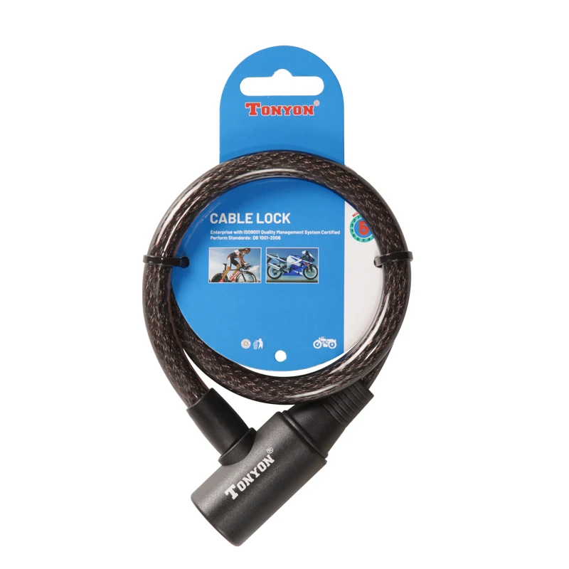 TONYON black Security and anti theft with key bicycle cable lock