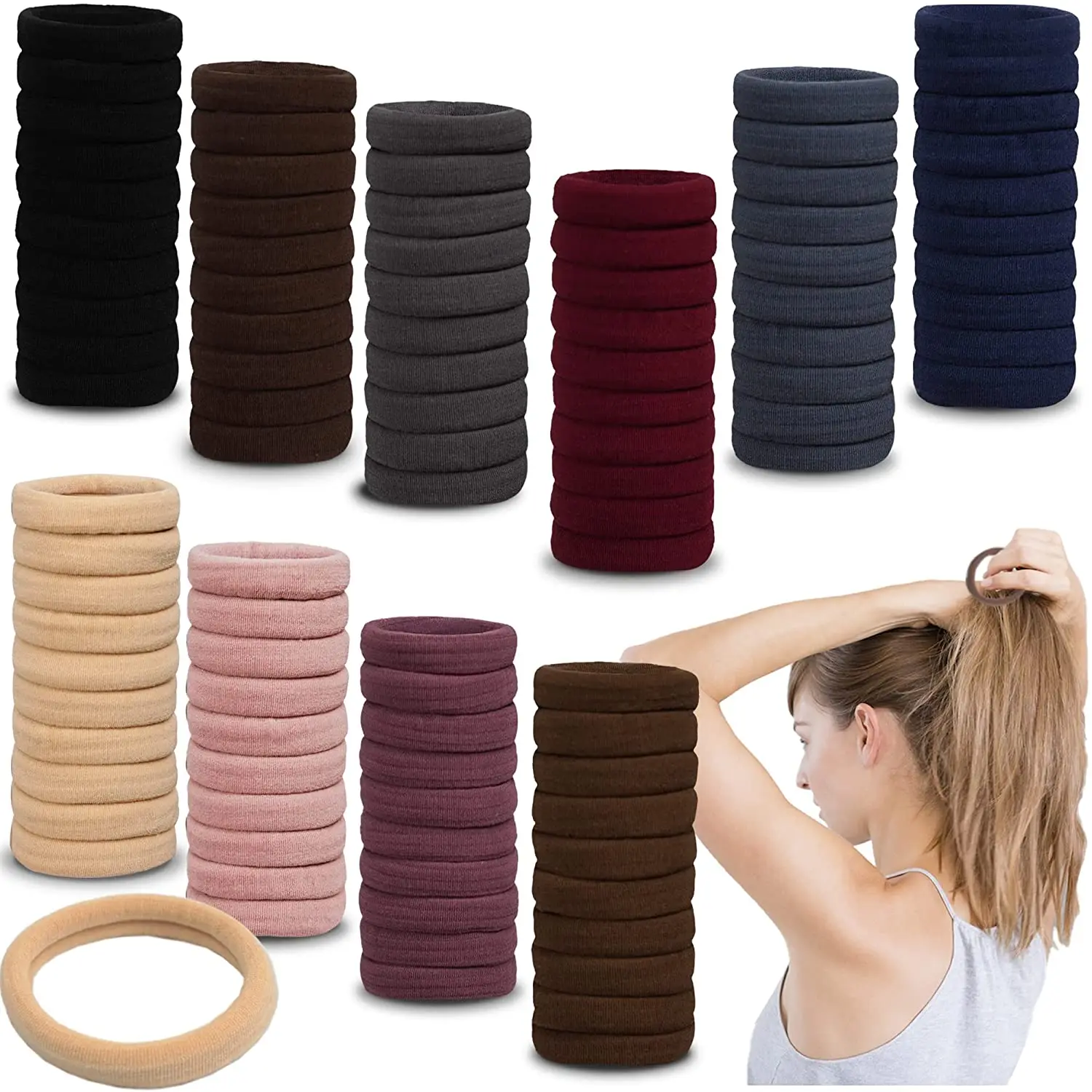 Customization 100PCS Hair Ties for Women Girls Seamless Thick Elastic Hair Ties No Damage Ponytail Holders Lady Hair Accessories