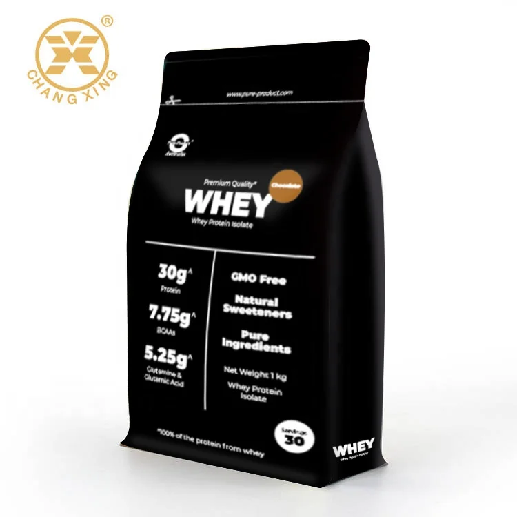 Rotogravure Custom Printed Black Food Packing Bag With Zipper 1lb/2lb Whey Protein Powder Packaging Polyester Lamination Bags