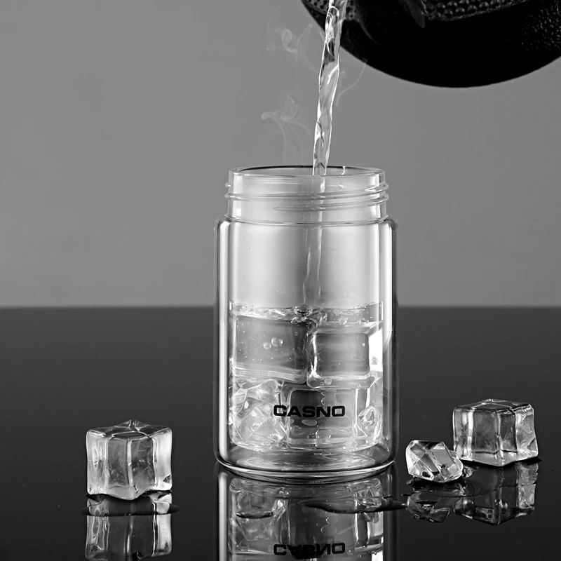 Bpa Free Leakproof Double Wall Borosilicate Glass Insulated Tea Separated Glass Water Bottle With Tea Strainer
