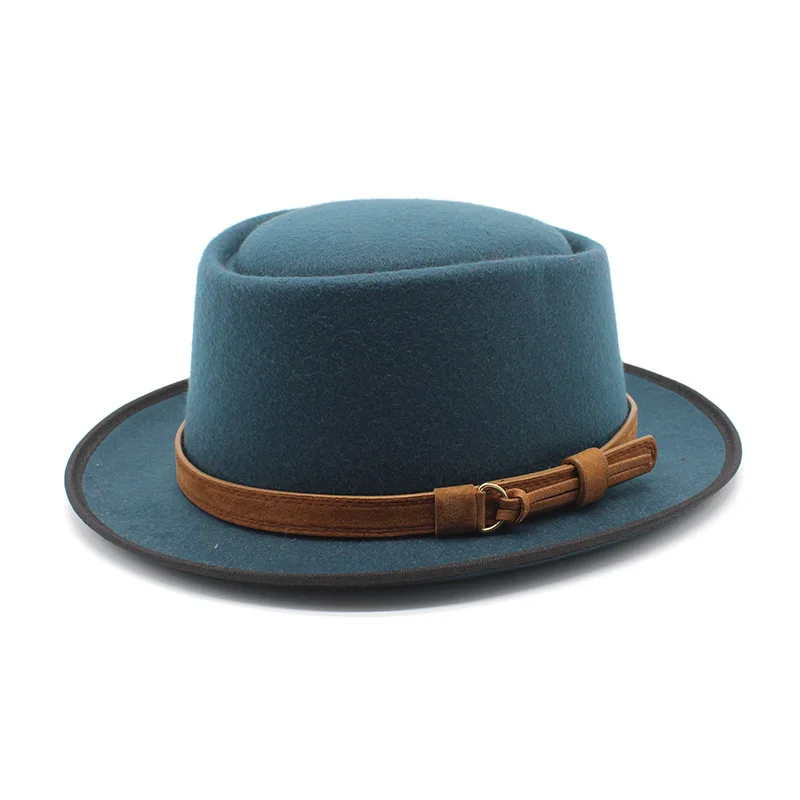 New Designer Small Brim Flat Top Fedora Hats For Unisex High Quality Vintage Jazz Cowboy Casual Fedora Hats With Belt
